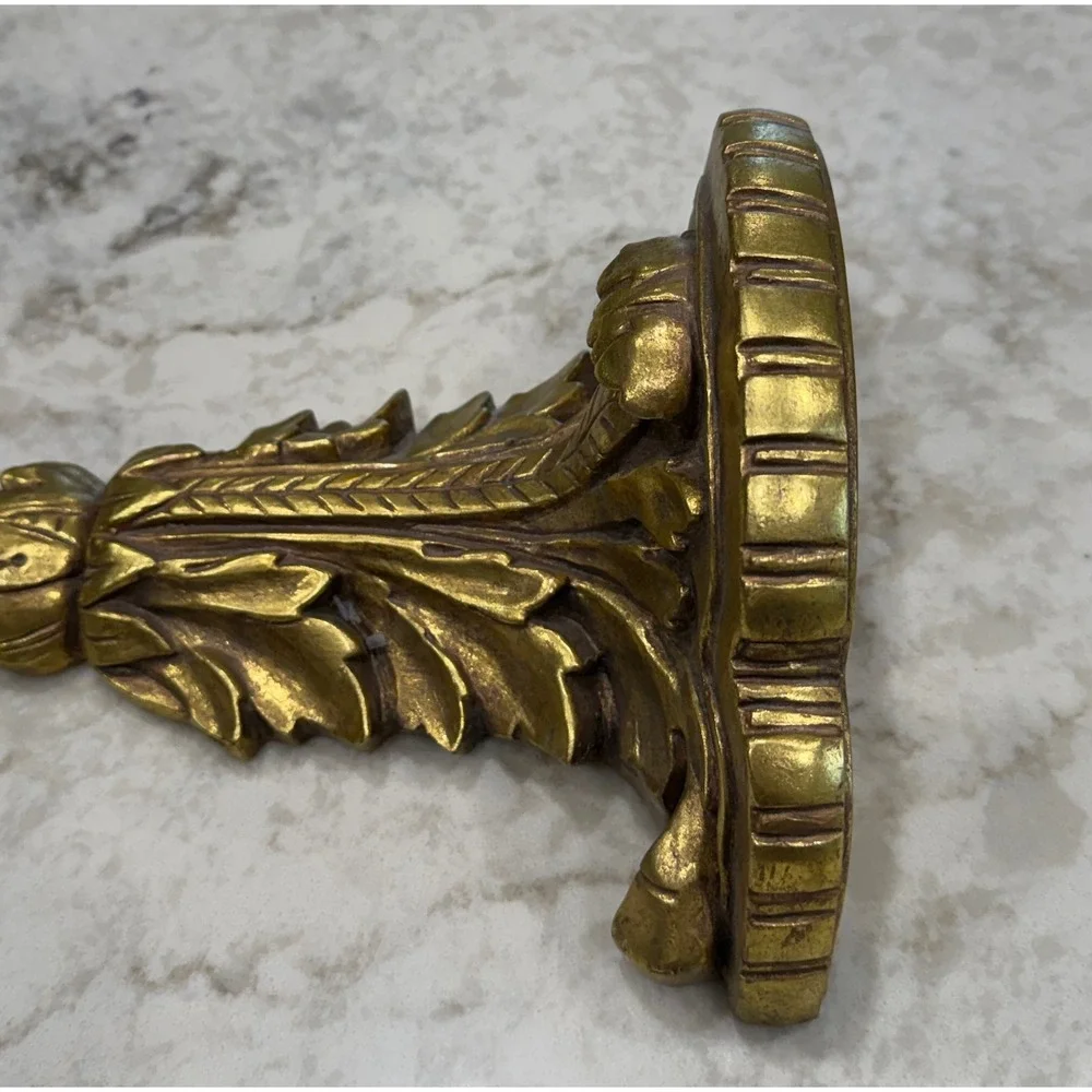 Vintage Gold Acanthus Leaf Wall Corbel Shelf Ornate Architectural Bracket